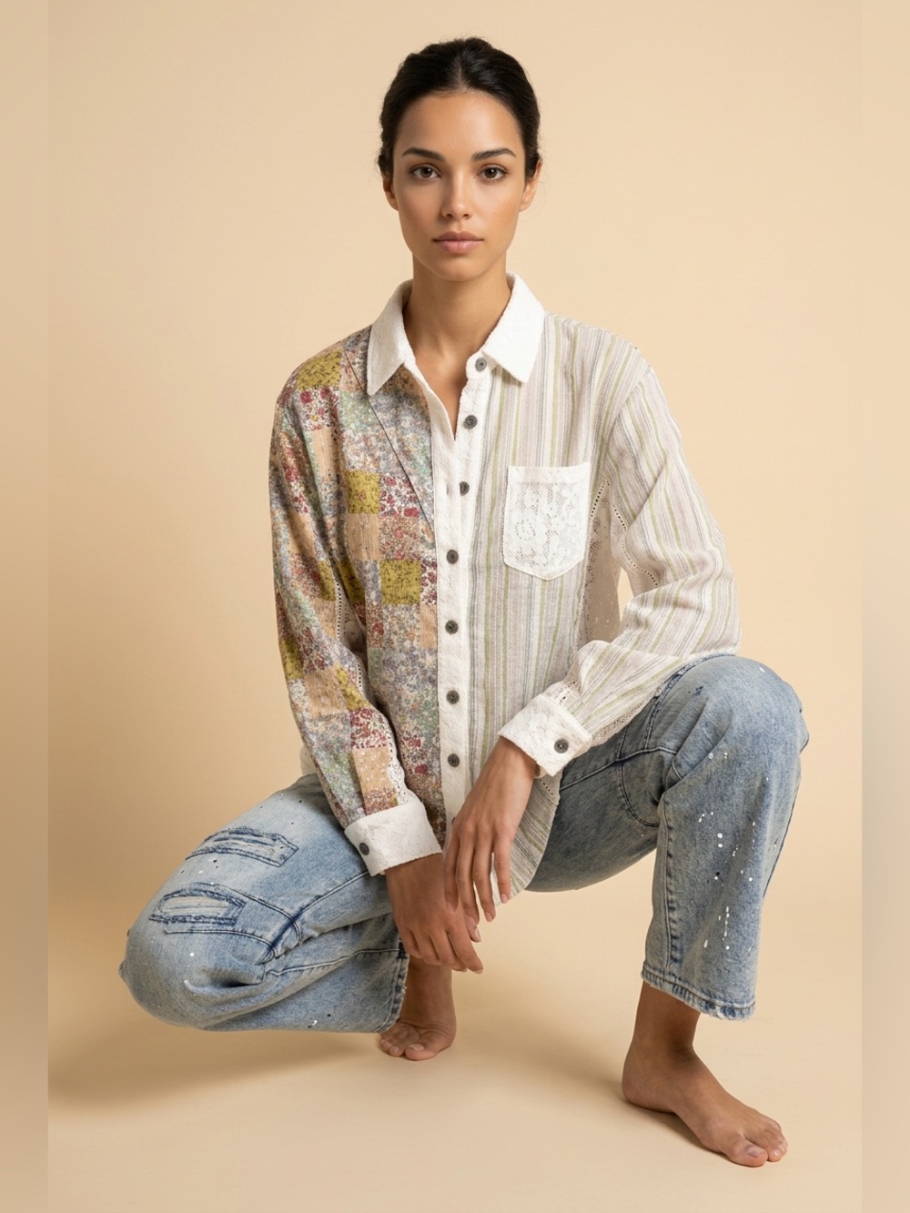 POL Boho Gypsy Long sleeve Top